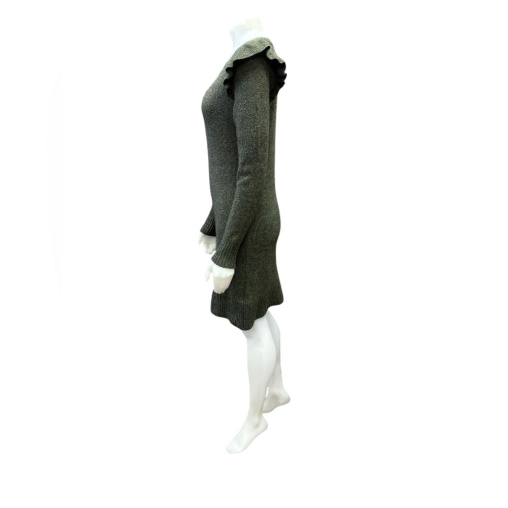 Club Monaco Dress EUC Long Sleeve Knit Silk/Wool Green Midi Size Medium - Picture 3 of 12